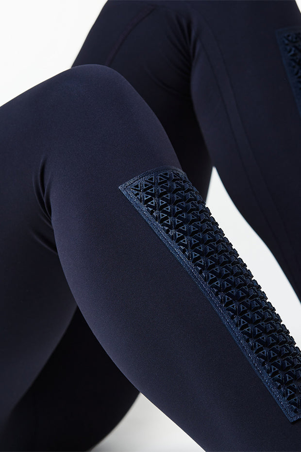 Blue Elvin Leggings with shin protection panels, recycled Italian fabrics